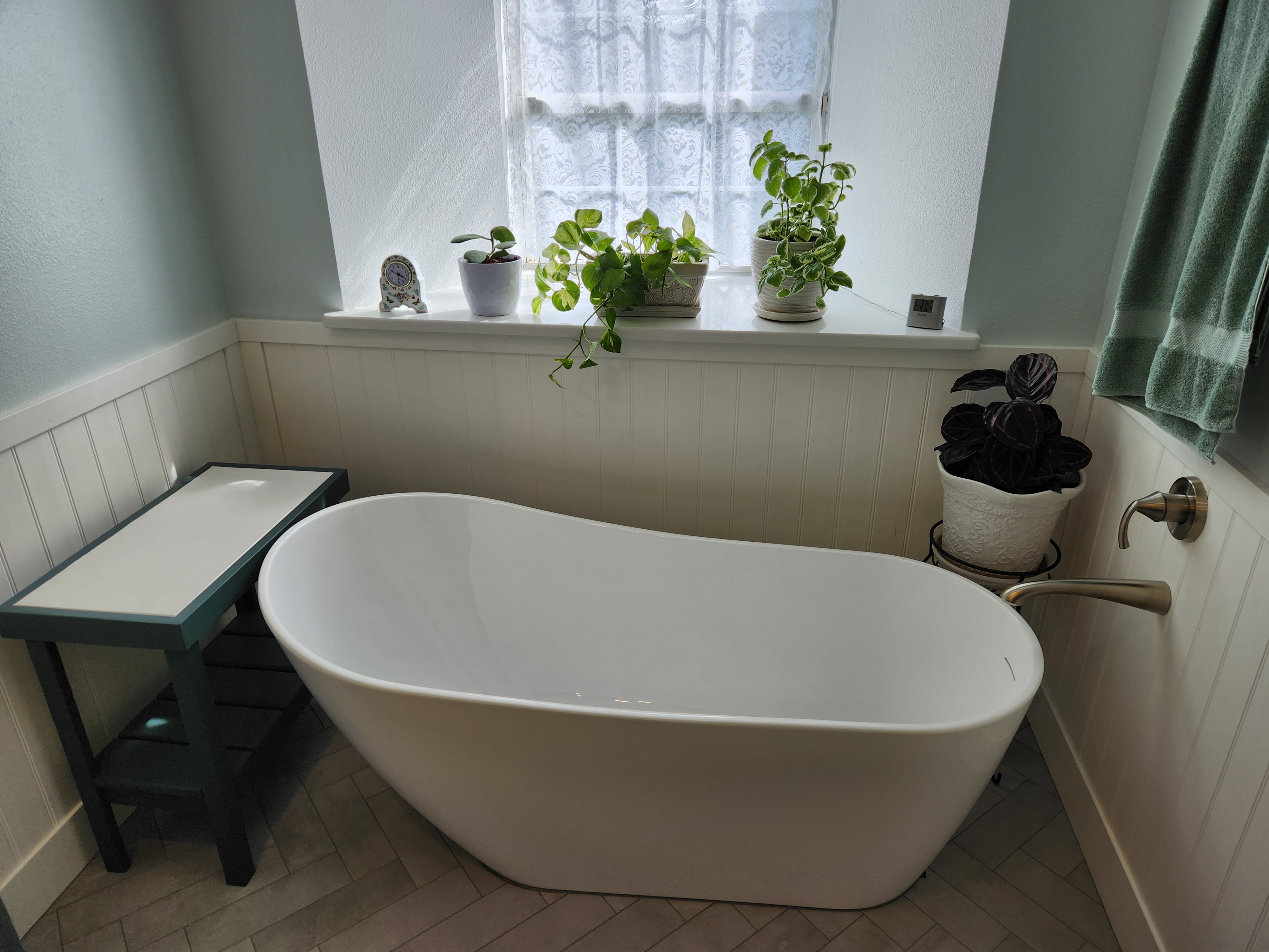 Finished Bathroom Remodel Free Standing Tub